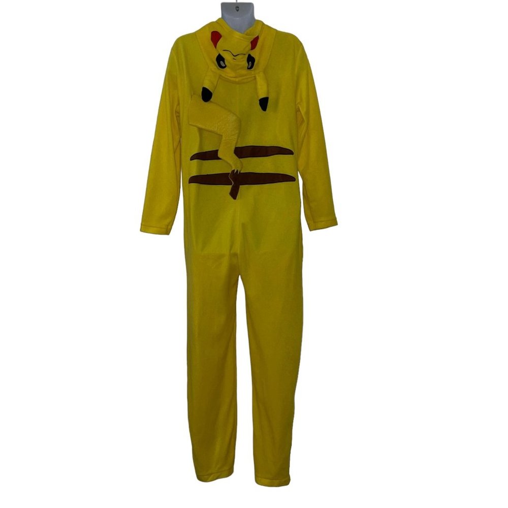 Pokemon Pikachu Unionsuit Mens L Costume Pajamas PJs Yellow Hooded Lightweight